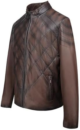 Cuadra Men's Brown Ovine Leather Jacket with Mao Collar