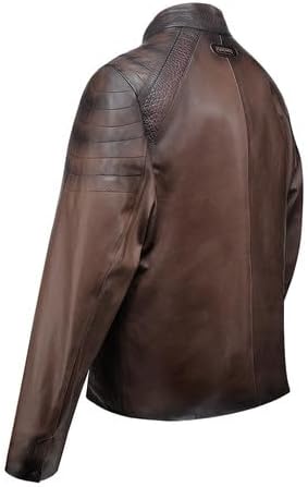 Cuadra Men's Brown Ovine Leather Jacket with Mao Collar