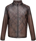 Cuadra Men's Brown Ovine Leather Jacket with Mao Collar
