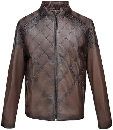 Cuadra Men's Brown Ovine Leather Jacket with Mao Collar