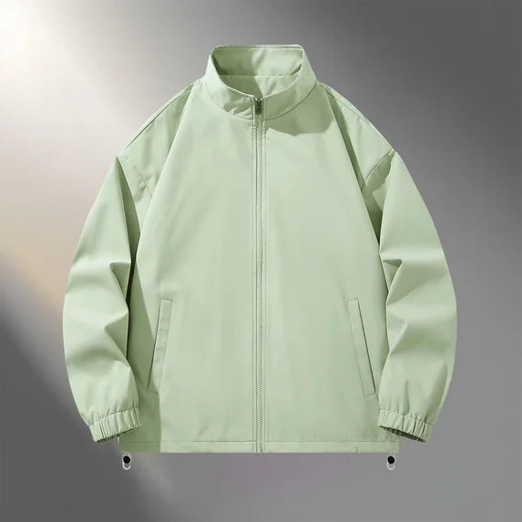 Men's Lightweight Jacket Zip Up Casual Windbreaker Spring and Autumn Outdoor Sportswear with Pockets Green L
