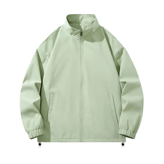 Men's Lightweight Jacket Zip Up Casual Windbreaker Spring and Autumn Outdoor Sportswear with Pockets Green L